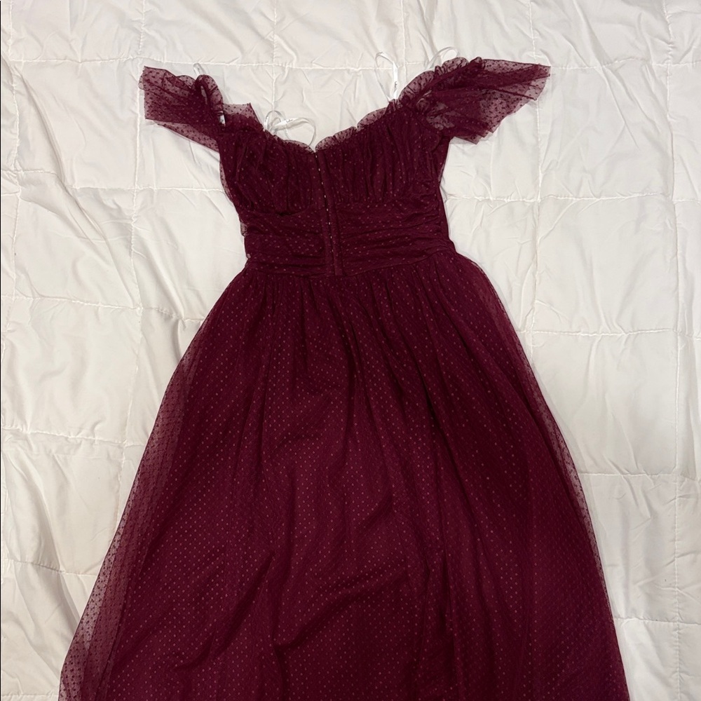 Elegant Burgundy Women’s Dress Off the Shoulder Dress